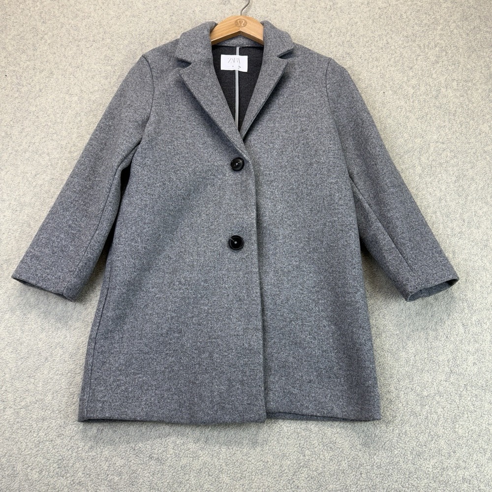 Zara Girls Gray Wool Blend Tailored Coat Two Button Size 9